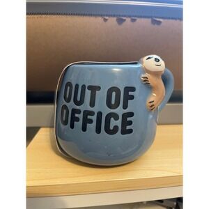 Thyme & Table Out Of Office Sloth Ceramic Mug 15.5oz Blue Hangin Out Collection